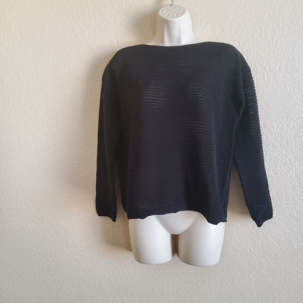 Revolve One Grey Day Ribbed Boat Neck Boxy Long Sleeve Sweater Top Size XS New